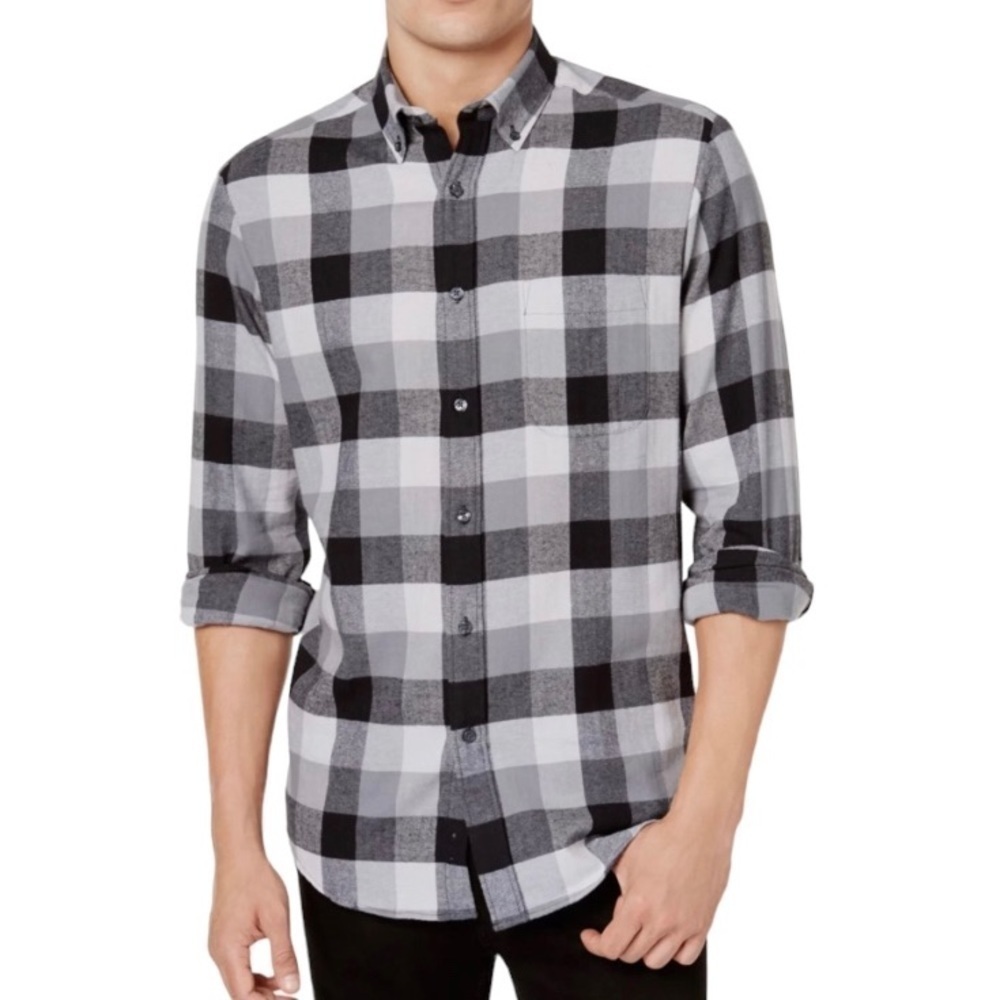CLUB Room Flannel Long-Sleeve Button-Down Shirt for Men Size Large